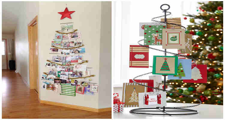 tie a rope around your room and hang holiday cards